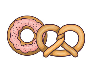 set of delicious and fresh bakery cakes