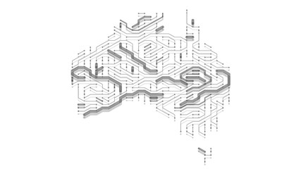 Australia circuit board nbn broadband internet network infrastructure - illustration rendering