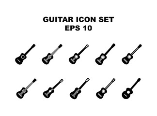 Ten Simple Guitar Collection Set in trendy isolated on white background. vector illustration,- vector
