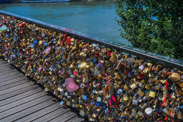 Love locks on Pont des Arts Paris France