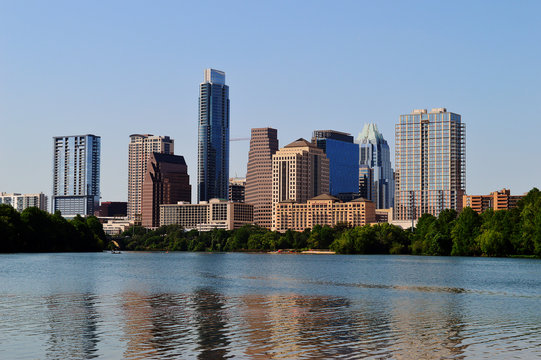 Austin Skyline Daytime Bright Blue Sky