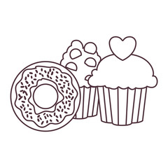 silhouette of delicious and fresh cake with cherry