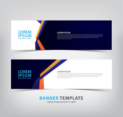 abstract dark blue banner with blue and orange stripes