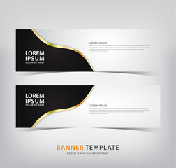 elegant banner with black motifs and gold lines