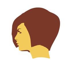 Face profile view. Elegant silhouette of a female head. Short hair.