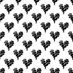 Seamless Modern grunge heart hand drawn set, great design for any purposes. Hand drawn doodle grunge heart set. Modern vector design. Seamless vector tile pattern. Doodle illustration