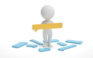 A man with bubble talk.communication or  social media concept.  3d rendering,conceptual image.