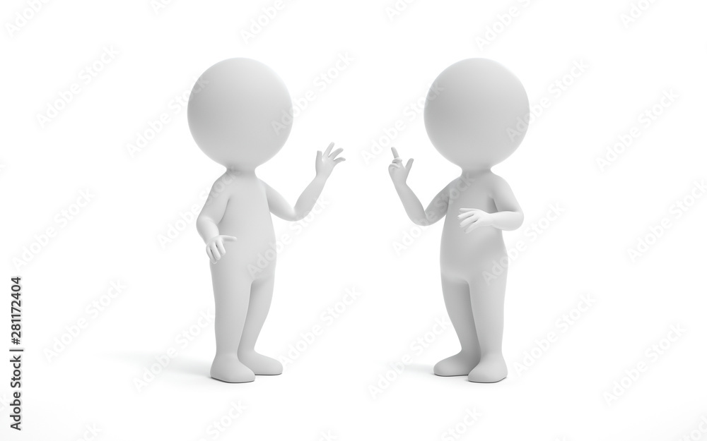 Poster two man talking and discussing. communication and talking concept. 3d rendering,conceptual image.