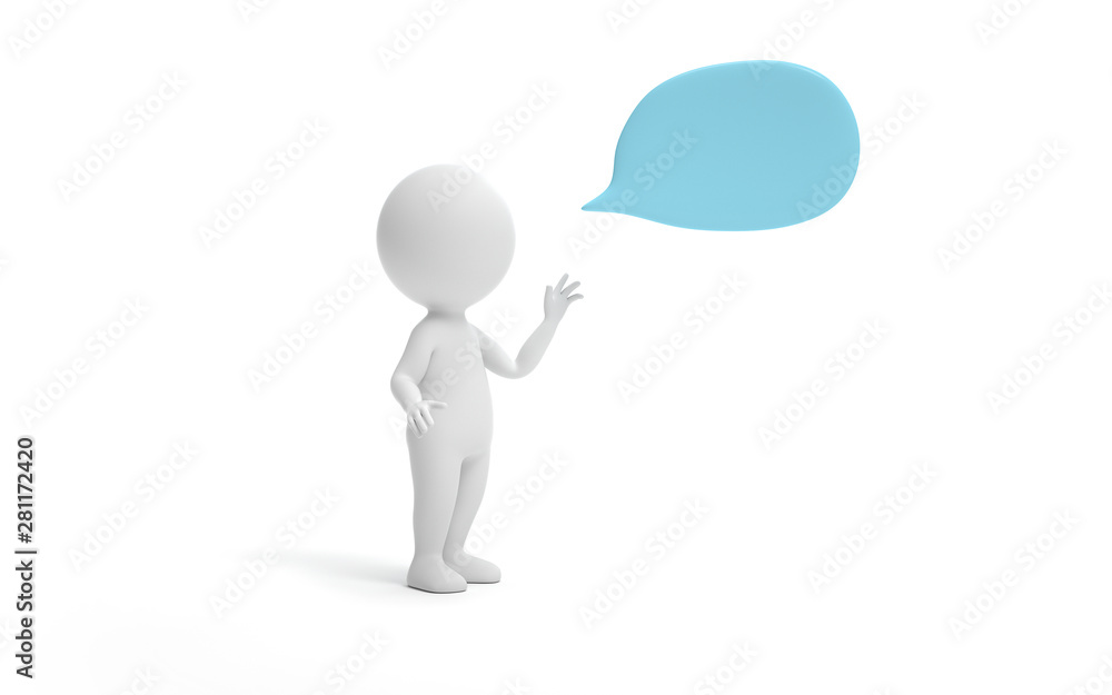 Poster a man with bubble talk.communication or social media concept. 3d rendering,conceptual image.