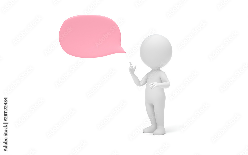 Poster a man with bubble talk.communication or social media concept. 3d rendering,conceptual image.