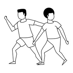 fitness sport exercise lifestyle cartoon in black and white