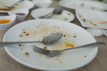  leftover food after party, dirty food