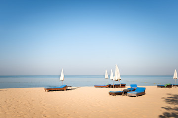 the sunbeds on the beach
