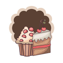 delicious and fresh cake with cherry