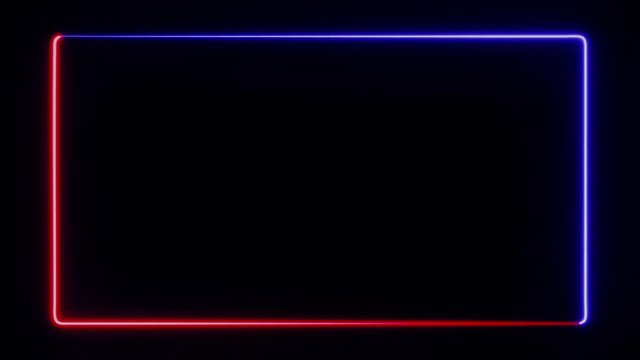 A glowing rounded box animation, red and blue neon borders like those of a modern futuristic tv. Overimpose to your footage (overlay or screen mode) for an easy instant vaporwave effect.