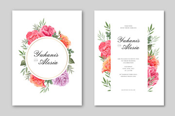 Beautiful wedding card floral frame template