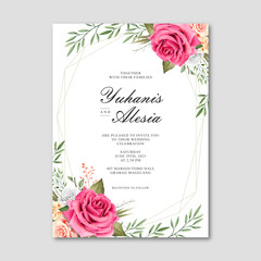 Beautiful wedding invitation card with rose flower