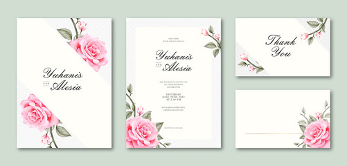 Elegant watercolor wedding card set template