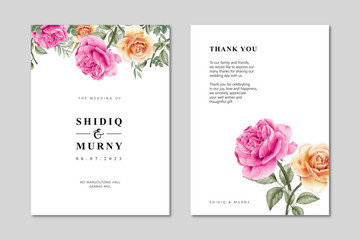 Wedding card template watercolor with wild floral