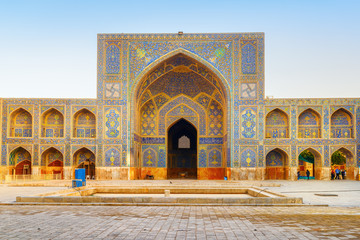 Fototapeta na wymiar Gorgeous view of courtyard of the Shah Mosque, Isfahan, Iran