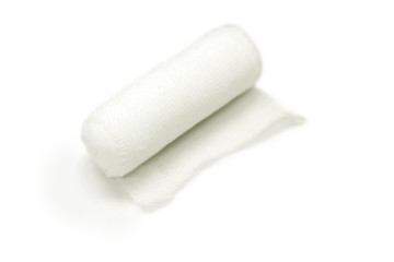 Medical gauze roll isolate on white background.