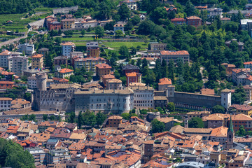 Fototapeta na wymiar Aerial view of Trento and the Buonconsiglio Castle from Sardagna