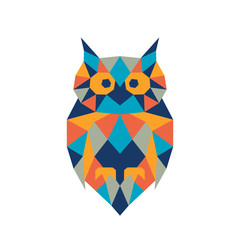Geometric polygonal owl. Abstract colorful animal. Vector illustration.	