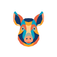 Geometric polygonal pig. Abstract colorful animal head. Vector illustration.	