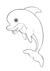 Illustration ink drawing of a black outline of animals. Birds and sea inhabitants on an isolated white background