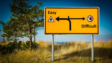 Street Sign to Easy versus Difficult