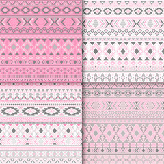 Indian, tribal ethnic motifs geometric patterns set.