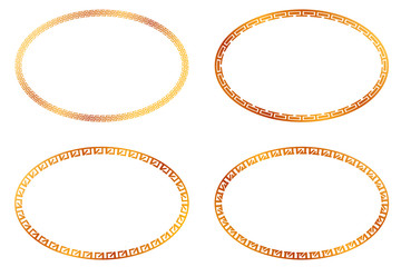 Simple Vector Golden Oval Frame for Certificate Placard, lunar christmas and other related at White Background