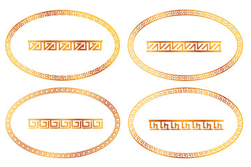 Obraz premium Simple Vector Golden Oval Frame for Certificate Placard, lunar christmas and other related at White Background