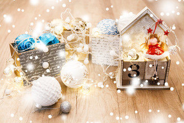 Christmas border of ornaments