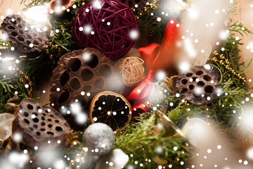 Fototapeta na wymiar Christmas background with decorations