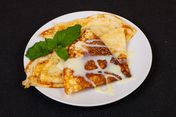 Pancake with condensed milk