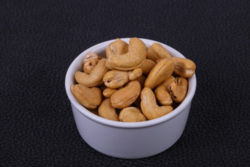 Cashew nuts heap in the bowl