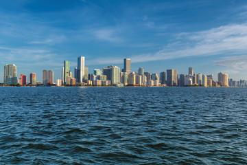 Fototapeta premium Miami skyline at sunny morning, Miami, Florida.