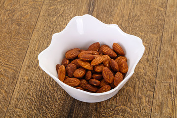 Almonds nuts heap