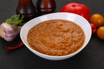 Famous Spanish gazpacho tomato soup