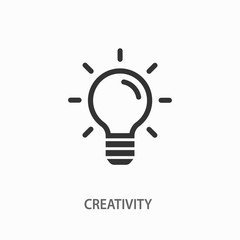 Creative brain idea icon on white background.