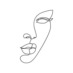  Vrouw gezicht lijntekening kunst. Abstracte minimale vrouwelijke gezichtspictogram, logo © ColorValley