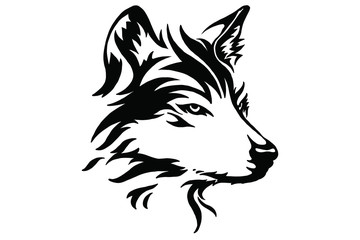 Head of a wolf. Styling the head for your design. Vector illustration, isolated objects.