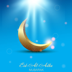 Plakat Eid Al Adha Mubarak greeting card with Islamic moon. Vector