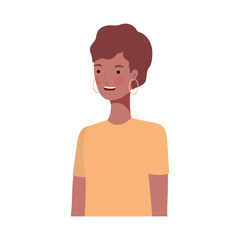 young woman on white background