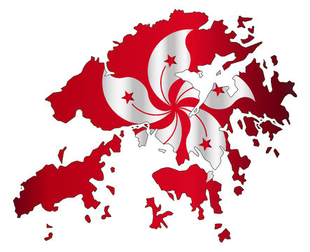Hong Kong Outline Map With Flag