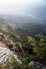 Soft focus. Mountains in the fog. Mystical beauty. Nature. Crimea. Ukraine