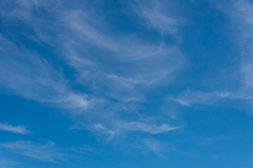 Wispy Thin Clouds in a Blue Sky on a Windy Day