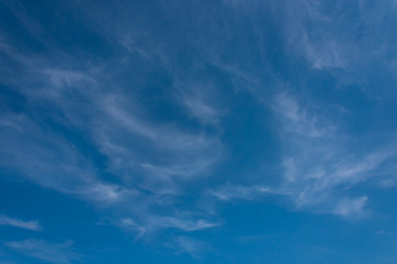 Wispy Thin Clouds in a Blue Sky on a Windy Day