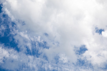 Blue sky with white clouds. Copy space